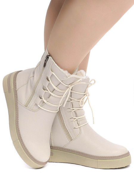 ЖЕНСКИЕ БОТИНКИ НАТУРАЛЬНАЯ КОЖА / НАТУРАЛЬНЫЙ МЕХ GUGU ГЕРМАНИЯ