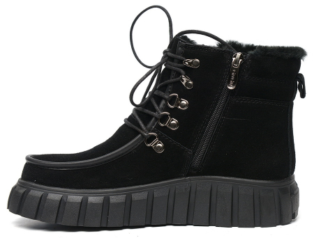 ЖЕНСКИЕ БОТИНКИ НАТУРАЛЬНАЯ КОЖА(ВЕЛЮР) / НАТУРАЛЬНЫЙ МЕХ GUGU ГЕРМАНИЯ