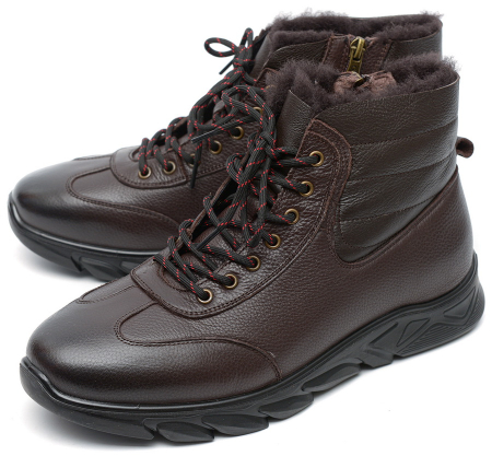 МУЖСКИЕ БОТИНКИ НАТУРАЛЬНАЯ КОЖА / НАТУРАЛЬНЫЙ МЕХ + ШЕРСТЬ GUGU