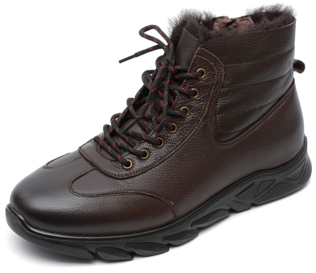 МУЖСКИЕ БОТИНКИ НАТУРАЛЬНАЯ КОЖА / НАТУРАЛЬНЫЙ МЕХ + ШЕРСТЬ GUGU