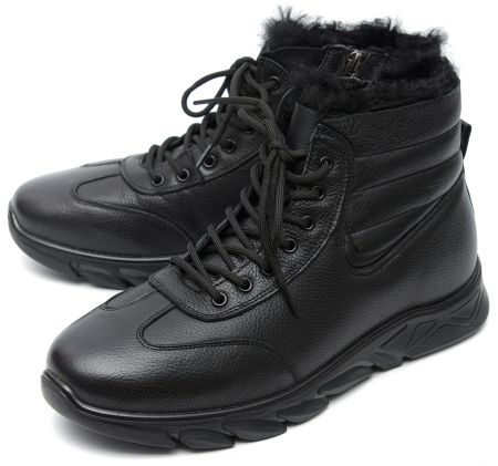 МУЖСКИЕ БОТИНКИ НАТУРАЛЬНАЯ КОЖА / НАТУРАЛЬНЫЙ МЕХ + ШЕРСТЬ GUGU