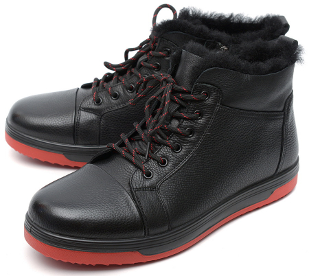 МУЖСКИЕ БОТИНКИ НАТУРАЛЬНАЯ КОЖА / НАТУРАЛЬНЫЙ МЕХ + ШЕРСТЬ GUGU