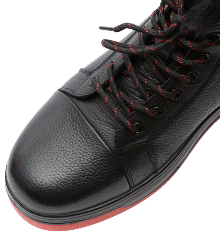 МУЖСКИЕ БОТИНКИ НАТУРАЛЬНАЯ КОЖА / НАТУРАЛЬНЫЙ МЕХ + ШЕРСТЬ GUGU