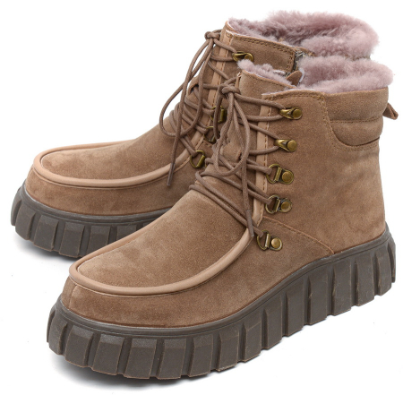 ЖЕНСКИЕ БОТИНКИ НАТУРАЛЬНАЯ КОЖА(ВЕЛЮР) / НАТУРАЛЬНЫЙ МЕХ GUGU ГЕРМАНИЯ