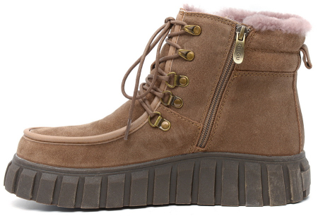 ЖЕНСКИЕ БОТИНКИ НАТУРАЛЬНАЯ КОЖА(ВЕЛЮР) / НАТУРАЛЬНЫЙ МЕХ GUGU ГЕРМАНИЯ