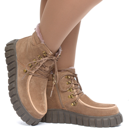 ЖЕНСКИЕ БОТИНКИ НАТУРАЛЬНАЯ КОЖА(ВЕЛЮР) / НАТУРАЛЬНЫЙ МЕХ GUGU ГЕРМАНИЯ