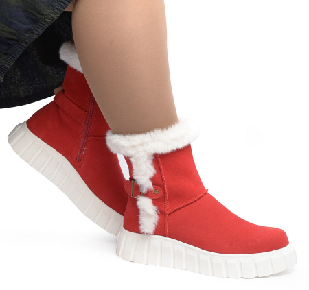 ЖЕНСКИЕ БОТИНКИ НАТУРАЛЬНАЯ КОЖА(ВЕЛЮР) / НАТУРАЛЬНЫЙ МЕХ GUGU ГЕРМАНИЯ