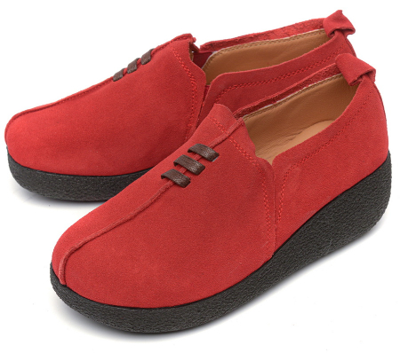 ЖЕНСКИЕ МОКАСИНЫ НА ТАНКЕТКЕ НАТУРАЛЬНАЯ КОЖА (ВЕЛЮР) BINIFOOT ТАЙВАНЬ