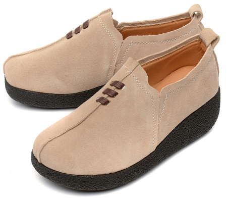 ЖЕНСКИЕ МОКАСИНЫ НА ТАНКЕТКЕ НАТУРАЛЬНАЯ КОЖА (ВЕЛЮР) BINIFOOT ТАЙВАНЬ