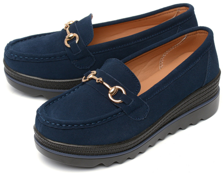 ЖЕНСКИЕ МОКАСИНЫ НА ТАНКЕТКЕ НАТУРАЛЬНАЯ КОЖА (ВЕЛЮР) BINIFOOT ТАЙВАНЬ