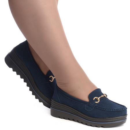 ЖЕНСКИЕ МОКАСИНЫ НА ТАНКЕТКЕ НАТУРАЛЬНАЯ КОЖА (ВЕЛЮР) BINIFOOT ТАЙВАНЬ