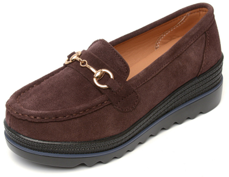 ЖЕНСКИЕ МОКАСИНЫ НА ТАНКЕТКЕ НАТУРАЛЬНАЯ КОЖА (ВЕЛЮР) BINIFOOT ТАЙВАНЬ