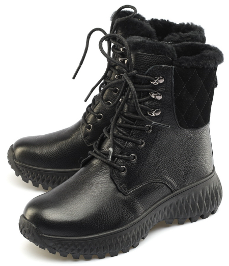 ЖЕНСКИЕ БОТИНКИ НАТУРАЛЬНАЯ КОЖА / НАТУРАЛЬНЫЙ МЕХ GUGU ГЕРМАНИЯ