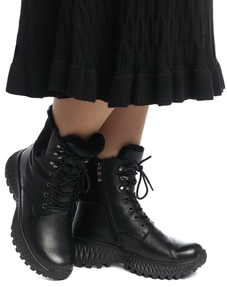 ЖЕНСКИЕ БОТИНКИ НАТУРАЛЬНАЯ КОЖА / НАТУРАЛЬНЫЙ МЕХ GUGU ГЕРМАНИЯ