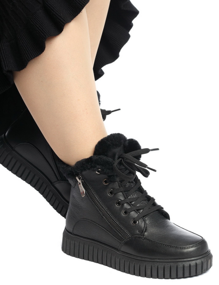 ЖЕНСКИЕ БОТИНКИ НАТУРАЛЬНАЯ КОЖА / НАТУРАЛЬНЫЙ МЕХ GUGU ГЕРМАНИЯ