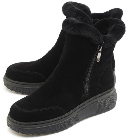 ЖЕНСКИЕ БОТИНКИ НАТУРАЛЬНАЯ КОЖА(ВЕЛЮР) / НАТУРАЛЬНЫЙ МЕХ GUGU ГЕРМАНИЯ