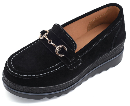 ЖЕНСКИЕ МОКАСИНЫ НА ТАНКЕТКЕ НАТУРАЛЬНАЯ КОЖА (ВЕЛЮР) BINIFOOT ТАЙВАНЬ