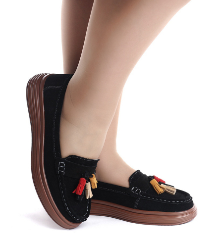 ЖЕНСКИЕ МОКАСИНЫ НАТУРАЛЬНАЯ КОЖА ВЕЛЮР BINIFOOT ТАЙВАНЬ