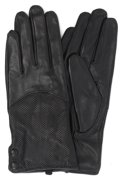 ПЕРЧАТКИ ЖЕНСКИЕ ЧЕРНЫЕ КОЖА ЯГНЕНКА/ШЕРСТЬ