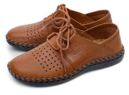МУЖСКИЕ МОКАСИНЫ С ПЕРФОРАЦИЕЙ НАТУРАЛЬНАЯ КОЖА GUGU ГЕРМАНИЯ