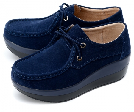 ЖЕНСКИЕ МОКАСИНЫ НА ТАНКЕТКЕ НАТУРАЛЬНАЯ ЗАМША BINIFOOT ТАЙВАНЬ