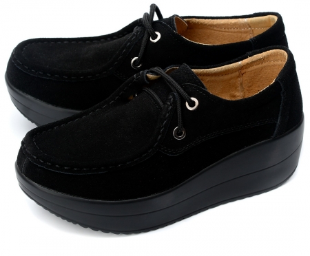 ЖЕНСКИЕ МОКАСИНЫ НА ТАНКЕТКЕ НАТУРАЛЬНАЯ ЗАМША BINIFOOT ТАЙВАНЬ