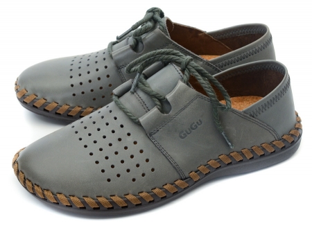 МУЖСКИЕ МОКАСИНЫ С ПЕРФОРАЦИЕЙ НАТУРАЛЬНАЯ КОЖА GUGU ГЕРМАНИЯ