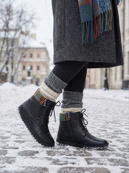 ЖЕНСКИЕ БОТИНКИ НАТУРАЛЬНАЯ КОЖА НАТУРАЛЬНЫЙ МЕХ GUGU ГЕРМАНИЯ