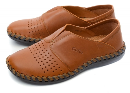 МУЖСКИЕ МОКАСИНЫ С ПЕРФОРАЦИЕЙ НАТУРАЛЬНАЯ КОЖА GUGU ГЕРМАНИЯ