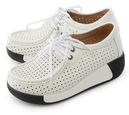 ЖЕНСКИЕ МОКАСИНЫ НА ТАНКЕТКЕ НАТУРАЛЬНАЯ КОЖА BINIFOOT/BNF ТАЙВАНЬ