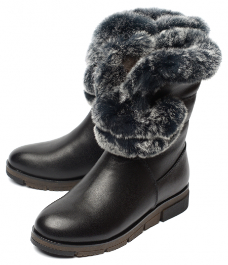 ЖЕНСКИЕ БОТИНКИ НАТУРАЛЬНАЯ КОЖА /НАТУРАЛЬНЫЙ МЕХ GUGU ГЕРМАНИЯ