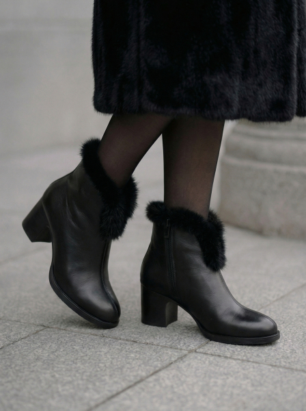 ЖЕНСКИЕ БОТИНКИ НАТУРАЛЬНАЯ КОЖА НАТУРАЛЬНЫЙ МЕХ GUGU ГЕРМАНИЯ