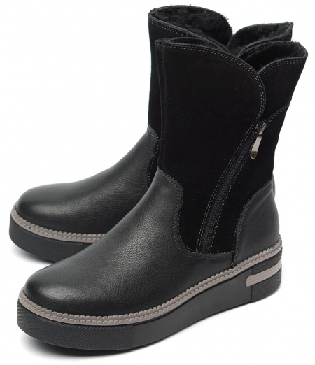 ЖЕНСКИЕ САПОГИ НАТУРАЛЬНАЯ КОЖА+ЗАМША / НАТУРАЛЬНЫЙ МЕХ GUGU ГЕРМАНИЯ