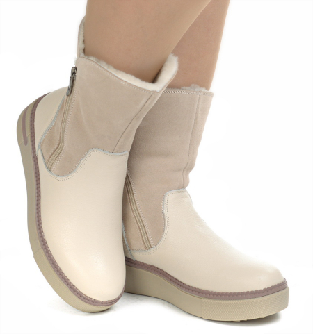 ЖЕНСКИЕ САПОГИ НАТУРАЛЬНАЯ КОЖА+ЗАМША / НАТУРАЛЬНЫЙ МЕХ GUGU ГЕРМАНИЯ