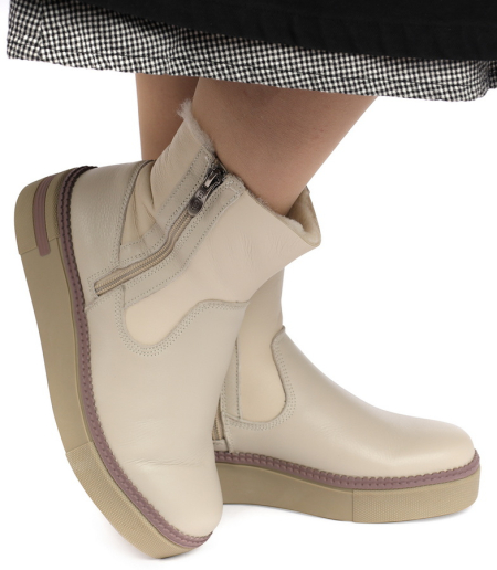 ЖЕНСКИЕ БОТИНКИ НАТУРАЛЬНАЯ КОЖА+ДУБЛЕНКА / НАТУРАЛЬНЫЙ МЕХ GUGU ГЕРМАНИЯ