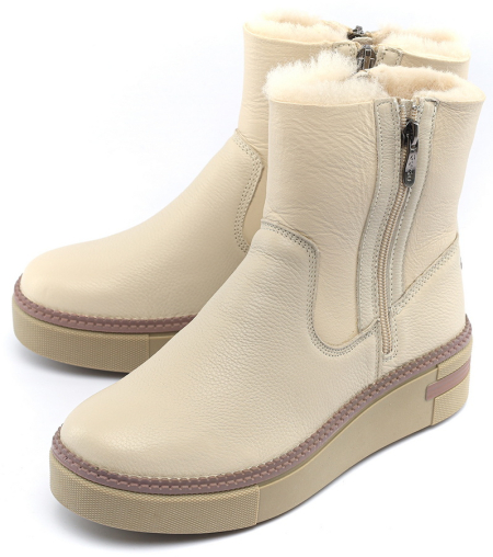 ЖЕНСКИЕ БОТИНКИ НАТУРАЛЬНАЯ КОЖА+ДУБЛЕНКА / НАТУРАЛЬНЫЙ МЕХ GUGU ГЕРМАНИЯ