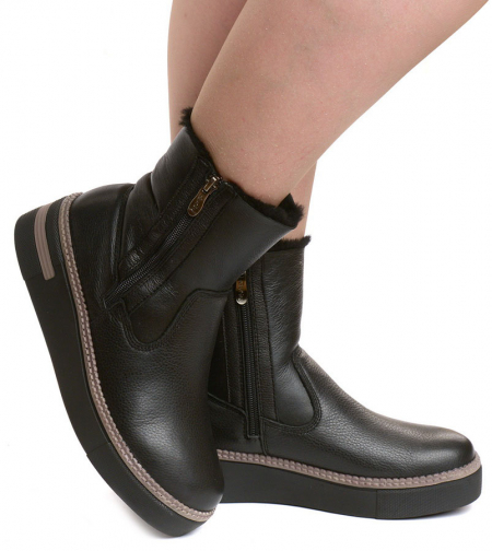 ЖЕНСКИЕ БОТИНКИ НАТУРАЛЬНАЯ КОЖА+ДУБЛЕНКА / НАТУРАЛЬНЫЙ МЕХ GUGU ГЕРМАНИЯ