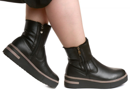 ЖЕНСКИЕ БОТИНКИ НАТУРАЛЬНАЯ КОЖА+ДУБЛЕНКА / НАТУРАЛЬНЫЙ МЕХ GUGU ГЕРМАНИЯ