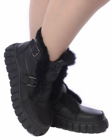 ЖЕНСКИЕ БОТИНКИ НАТУРАЛЬНАЯ КОЖА/ НАТУРАЛЬНЫЙ МЕХ GUGU ГЕРМАНИЯ