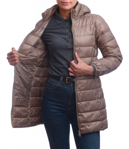 ЖЕНСКАЯ УЛЬТРАЛЁГКАЯ ПУХОВАЯ КУРТКА ДЛИННАЯ L(42)-7XL(56) BINIFOOT/BNF