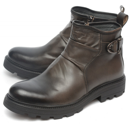 МУЖСКИЕ БОТИНКИ НАТУРАЛЬНАЯ КОЖА / НАТУРАЛЬНЫЙ МЕХ GUGU ГЕРМАНИЯ